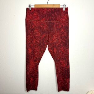 Lululemon Denim Wash Print Autumn Red‎ Black 23" Wunder Train High-Rise Crop